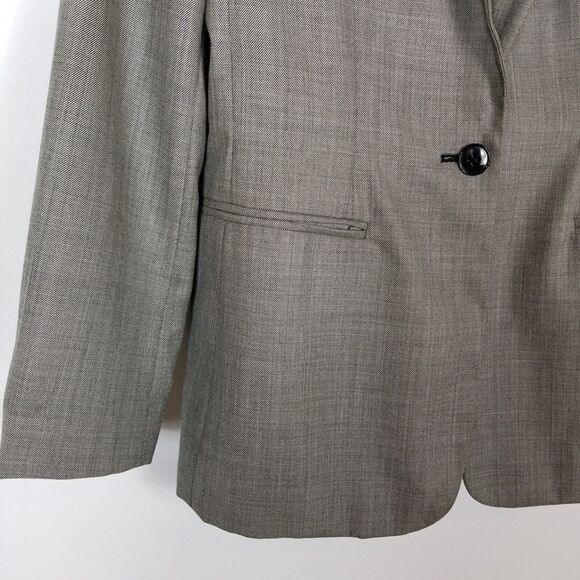 Lauren Ralph Lauren Women Wool Blazer Size 6 Petite Gray Jacket Lined One Button - Picture 3 of 7